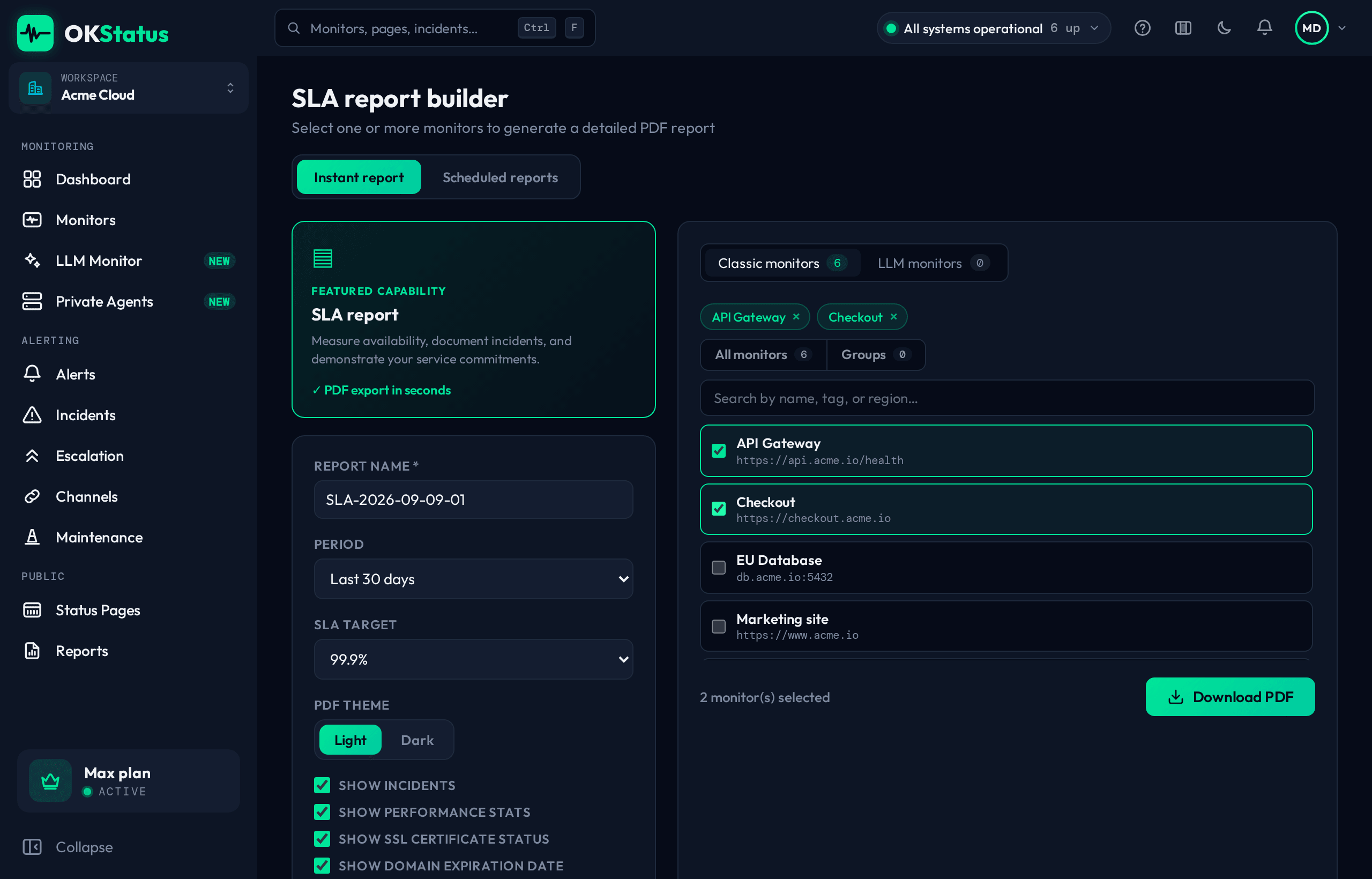 Der Generator für SLA-Berichte